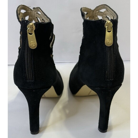 Adrienne Vittadini Nidia Black Suede Cutout Heeled Booties Size 8M - Picture 5 of 8